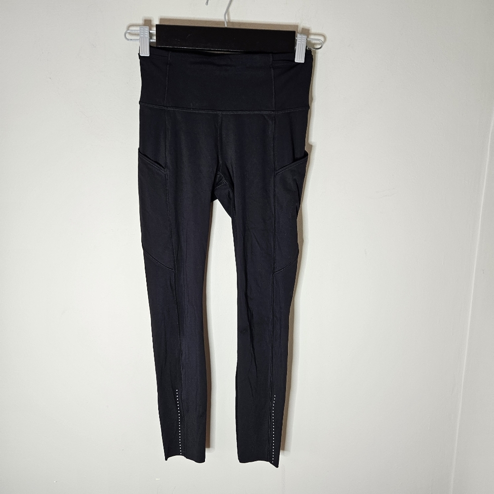 Lululemon Fast And Free Tights 25" Reflective Midrise Pockets Women's 4